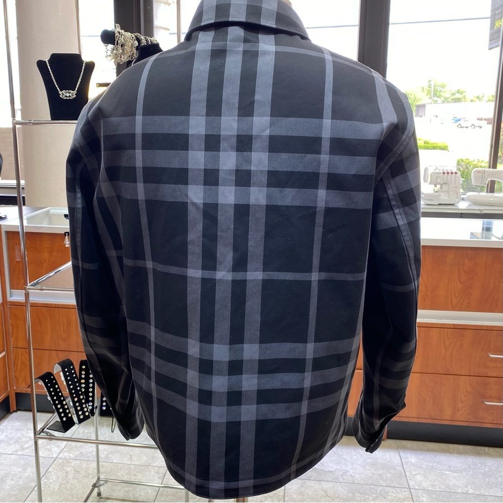 Reversible Check Cotton Burberry Harrington Jacket Black & Gray Men’s Large - Picture 3 of 11
